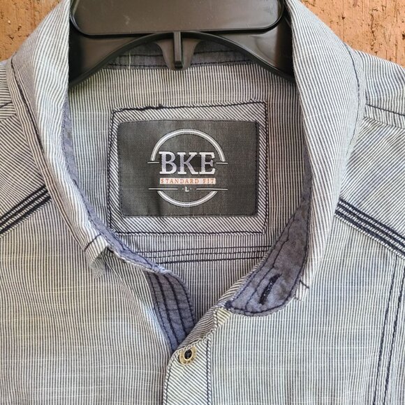 BKE Mens Shirt Size L Striped Standard Fit Long Sleeves Western 100% Cotton - Picture 6 of 11
